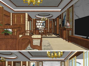 精品新中式風格家裝室內(nèi)設計方案SU模型圖下載指南